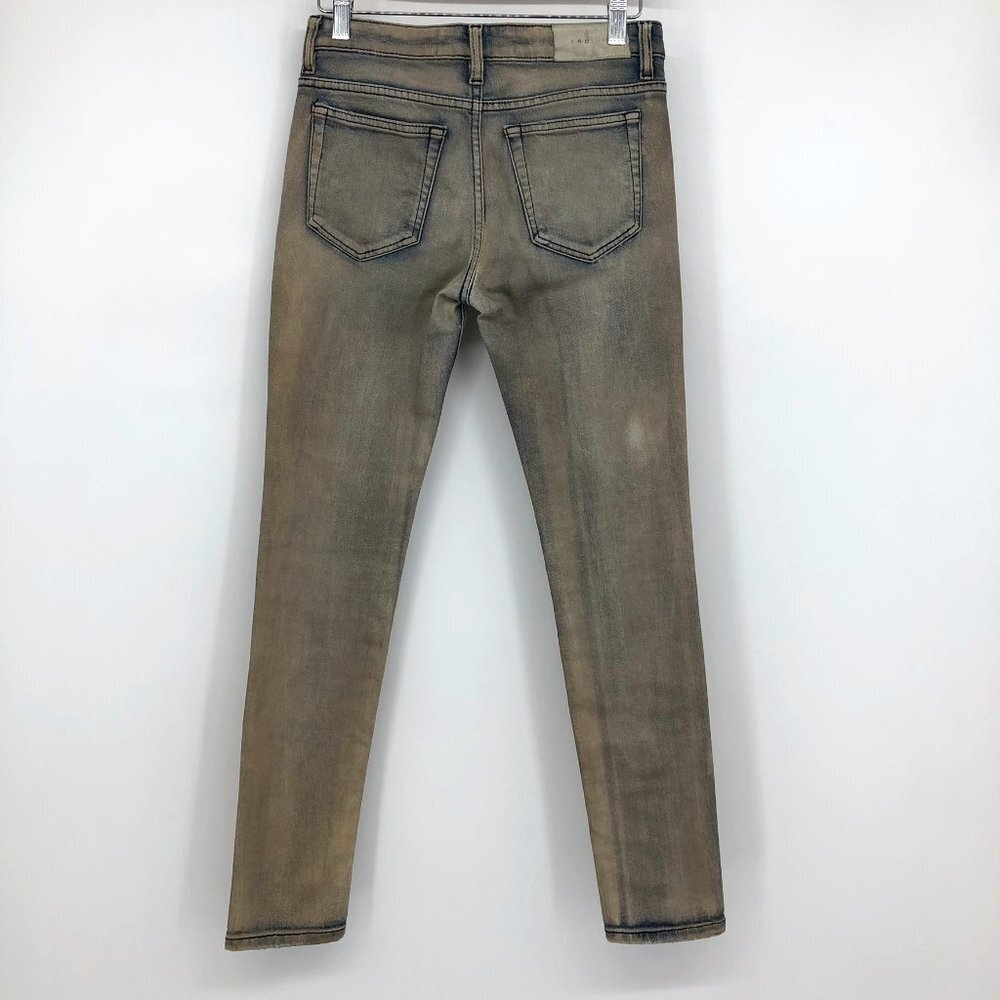 IRO Tan Distressed Mid-Rose Skinny Jeans in faded Blue  and brown mix size 25 - Picture 15 of 16